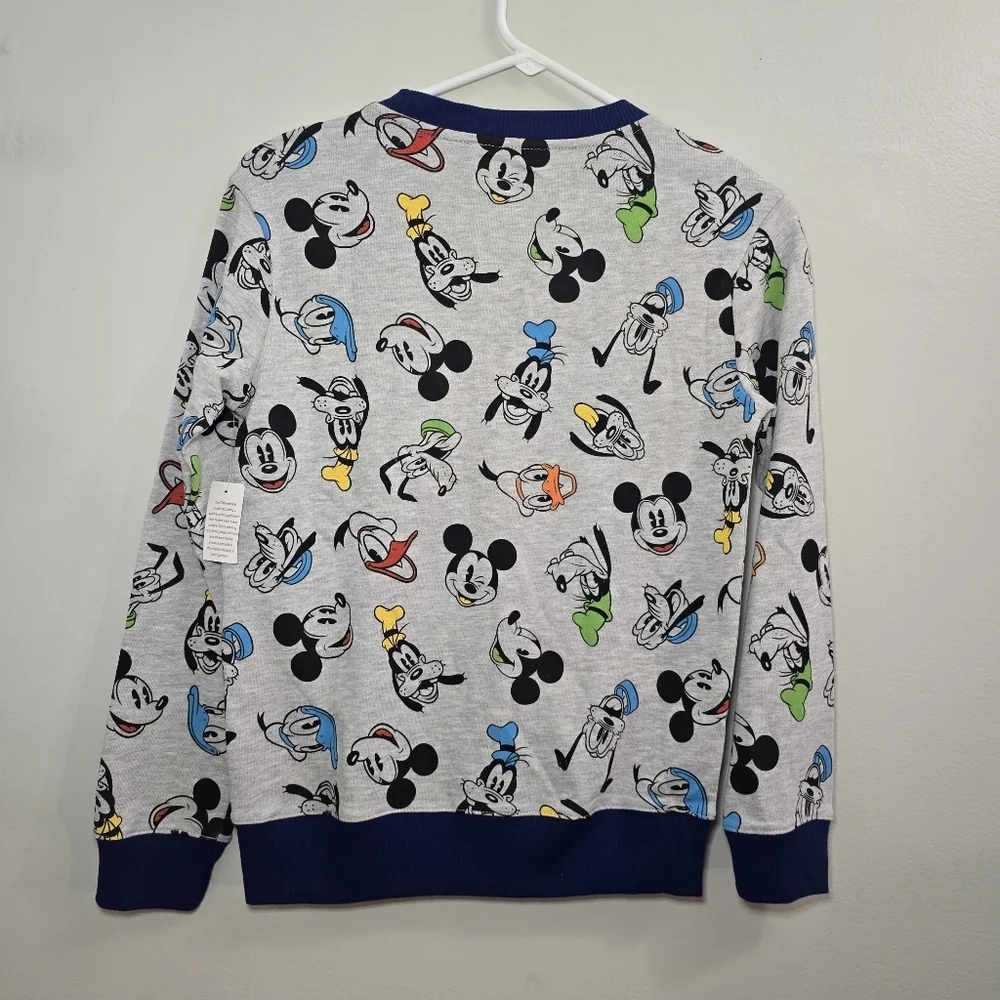 NWT Disney Parks Mickey Donald Pluto Goofy Size Youth Large Crewneck Sweater